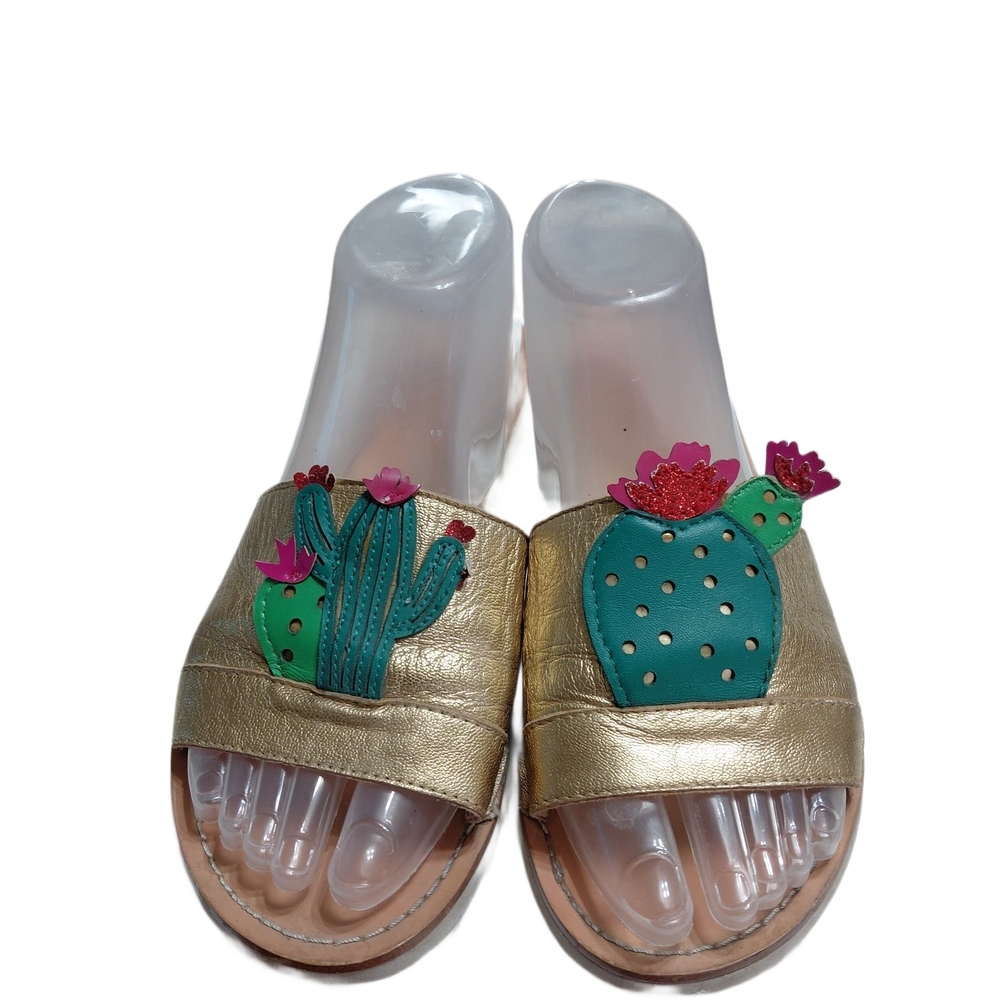 Kate Spade Iguana Gold Cactus Sllide Sandals Suze 8.5
